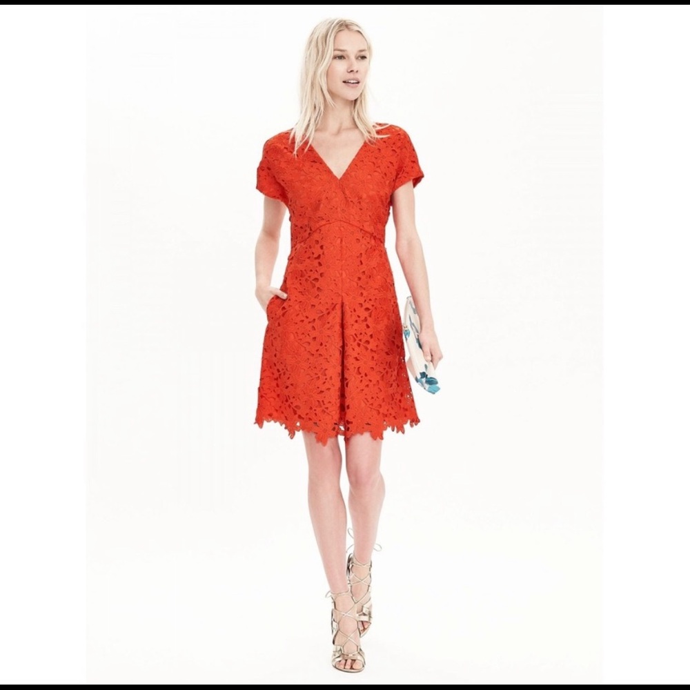 Banana Republic orange lace dress